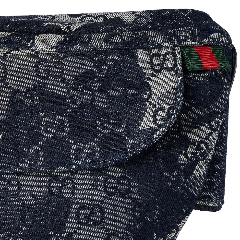 GG denim large belt bag