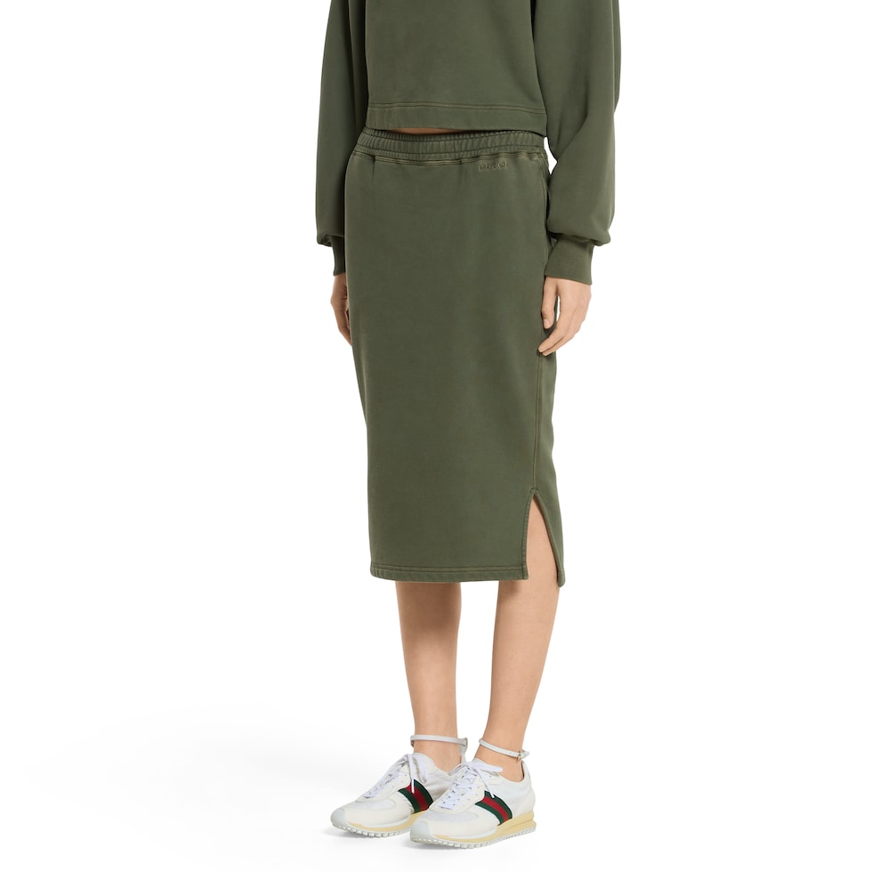 Cotton jersey skirt with embroidery