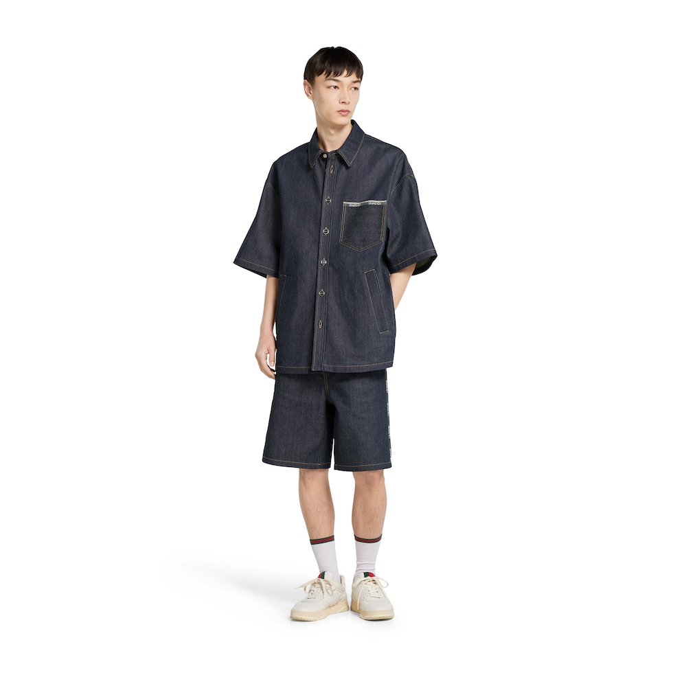 Shorts aus Selvedge-Baumwolldenim mit Logo