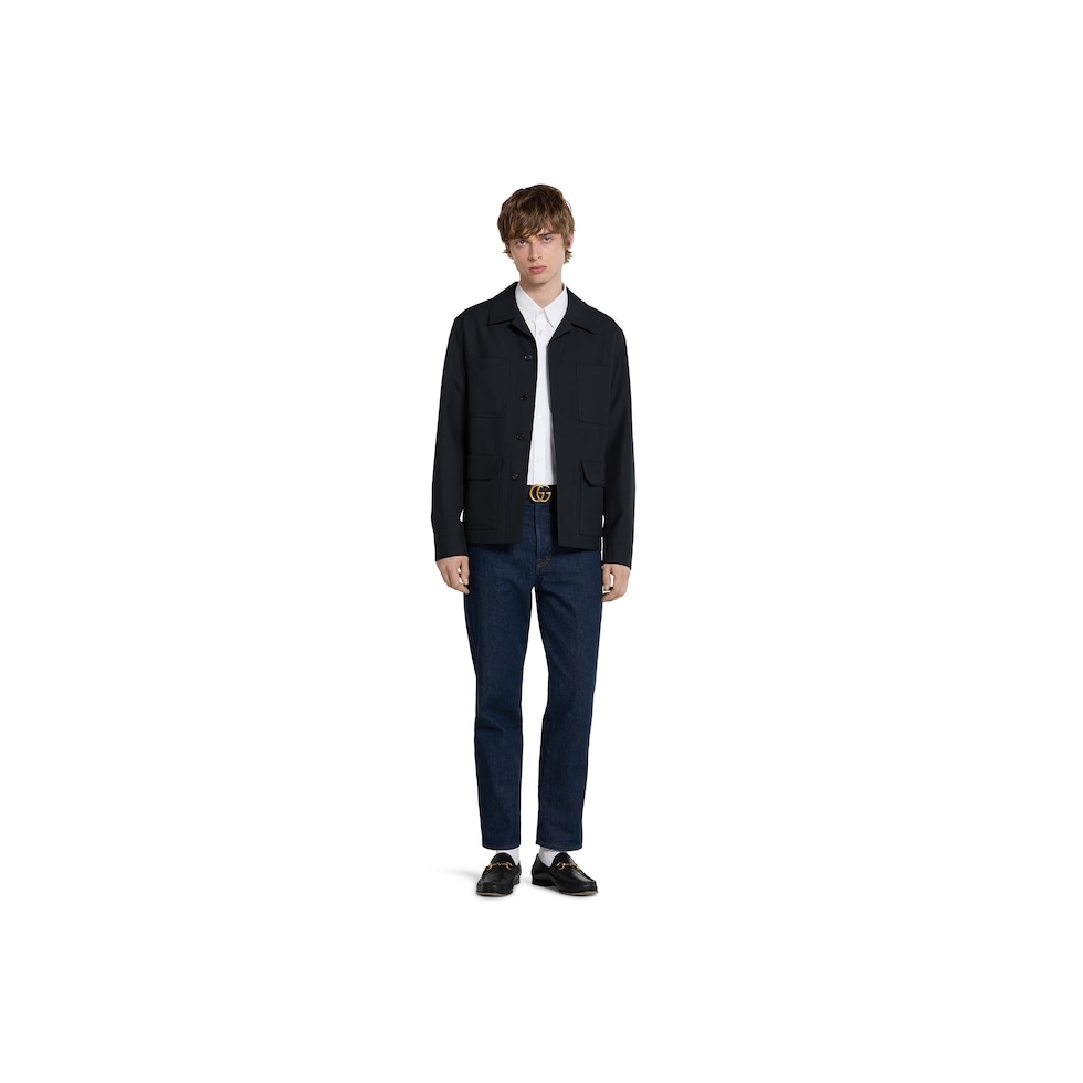Giacca in twill misto lana con ricamo