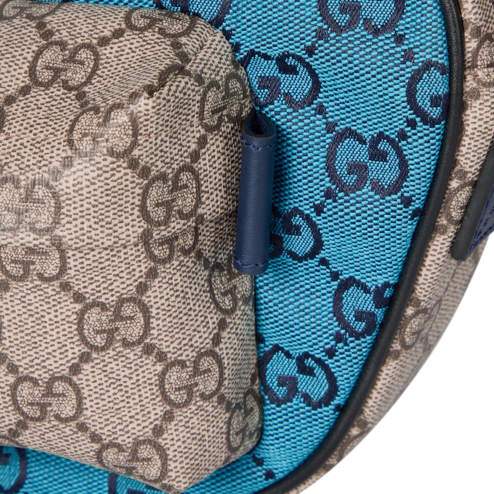 【GUCCI 】New Canvas GG Pattern Belt Bag BLUE Gucci Blue GG Canvas Belt Bag ○ Labellov ○ Buy and Sell