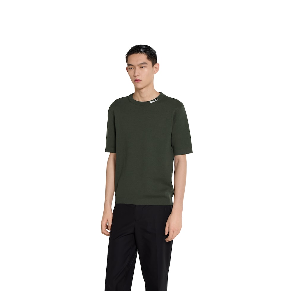 GUCCI グッチ　クルーネック　コットン　ニット　ブラック　M GUCCI グッチ クルーネック コットン ニット ブラック M