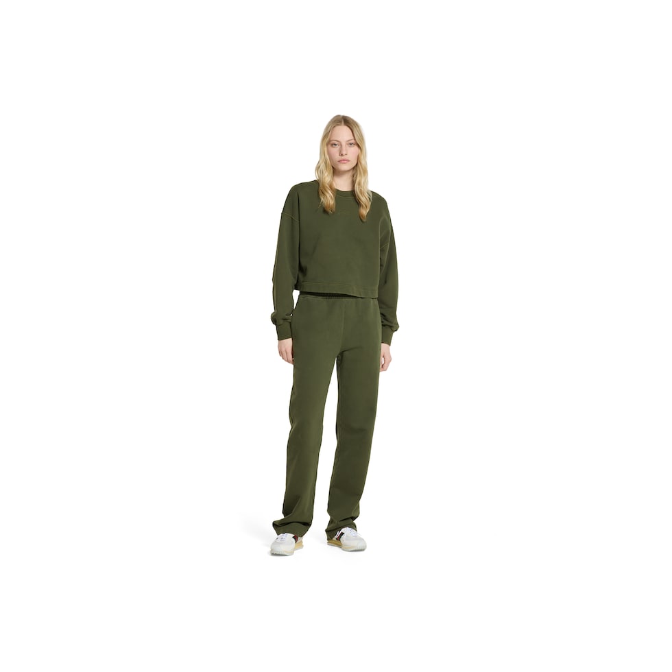 Cotton jersey leisure pants with embroidery