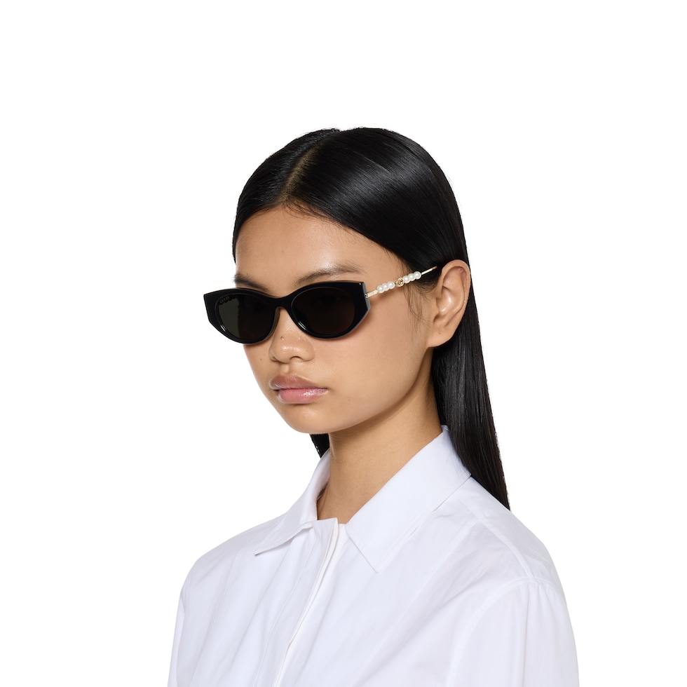 GUCCI ラウンド型サングラス ブラック ラウンド サングラス（アジアン フィット）ブラック アセテート