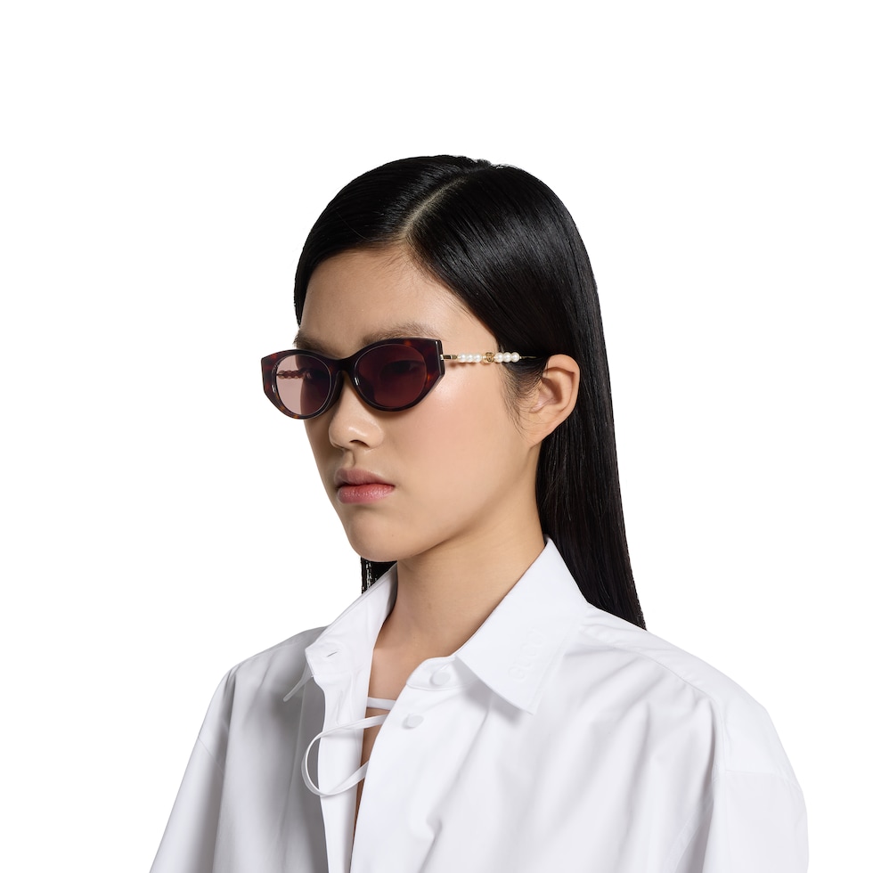 【関税込み】Gucci ブラウン オーバルフレーム サングラス オーバル サングラス（低めのノーズブリッジ フィット）ブラウン