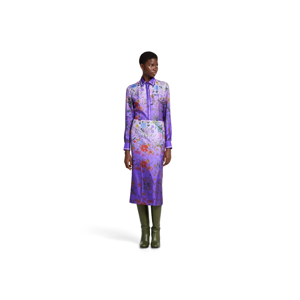 【関税&送料込】Gucci Lilac Crepe Skirt Gucci Pink Layered Silk-Tweed Midi Skirt Gucci