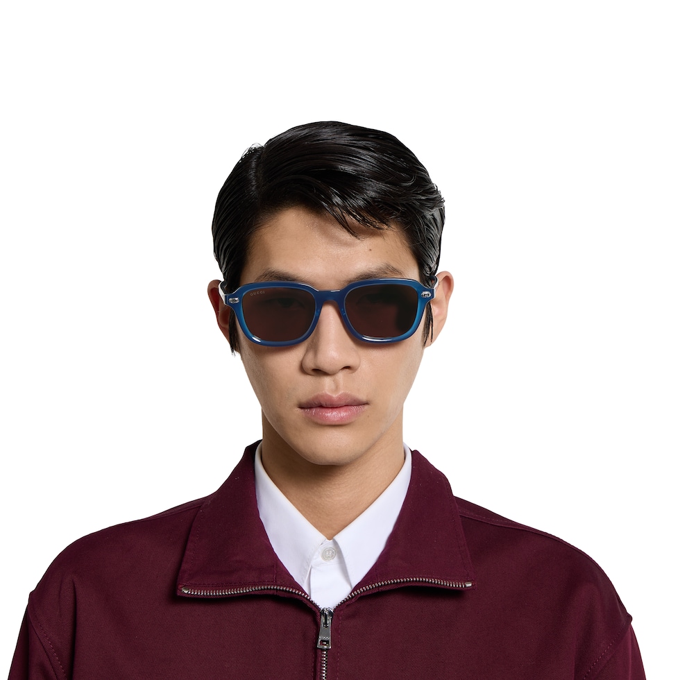 gucci サングラス　スクエアフレーム　ブルー グッチメンズ サングラス・スクエア＆レクタングル | GUCCI® JP