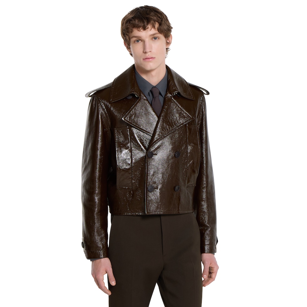 Shiny leather biker jacket