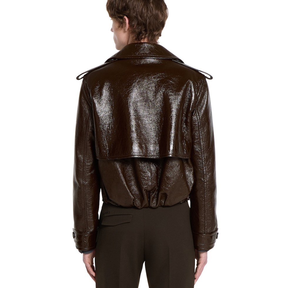 Shiny leather biker jacket