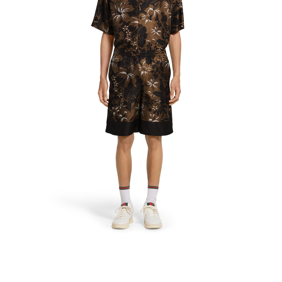 Shorts in twill di seta stampati