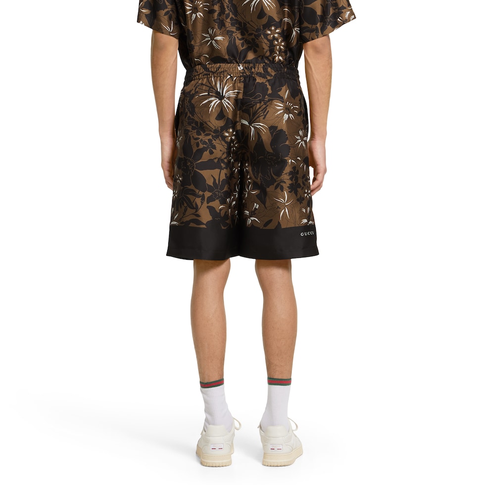 Shorts in twill di seta stampati