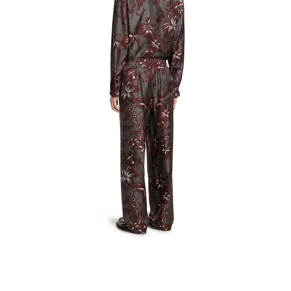 Printed silk twill pant