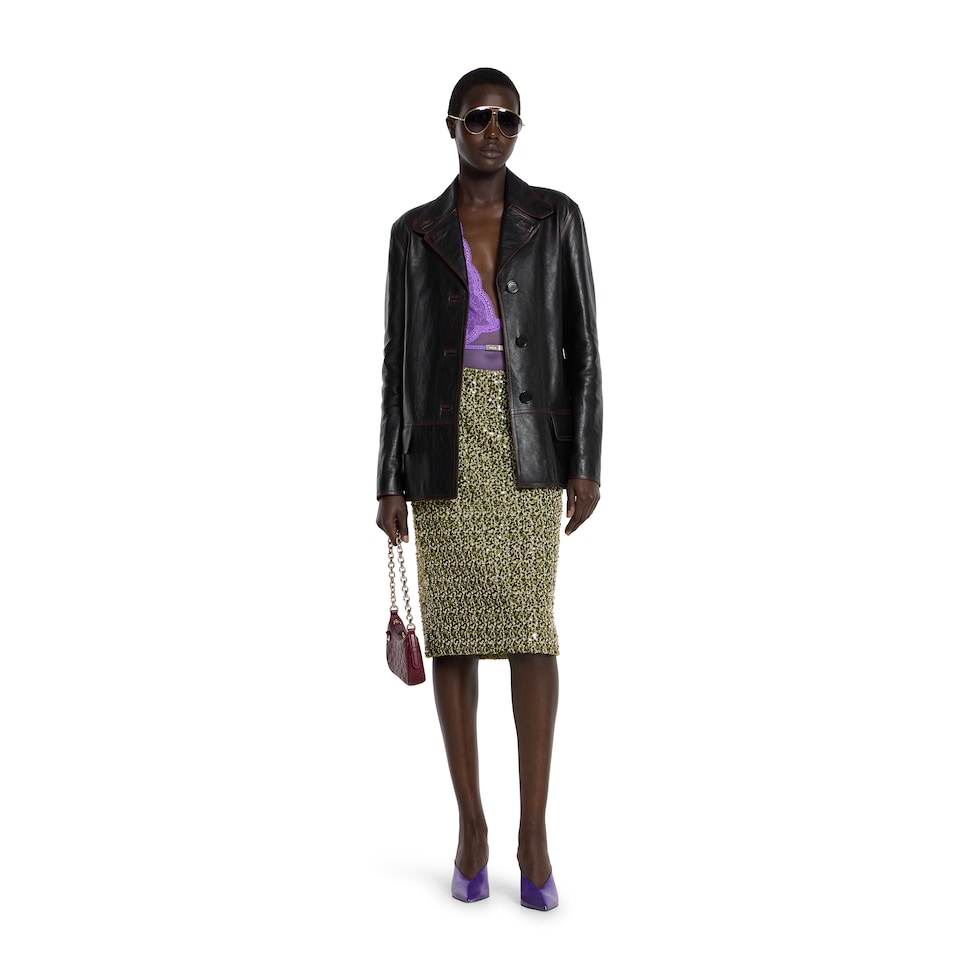  Soft aged-effect leather jacket