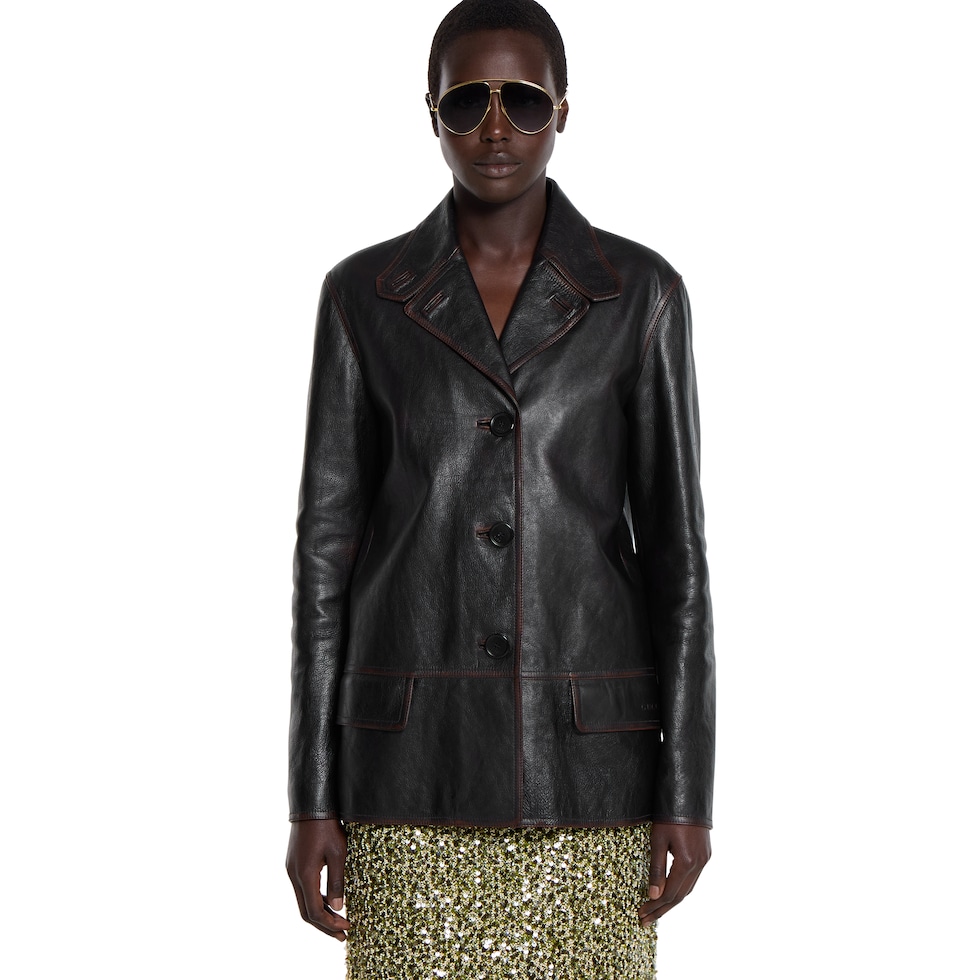  Soft aged-effect leather jacket