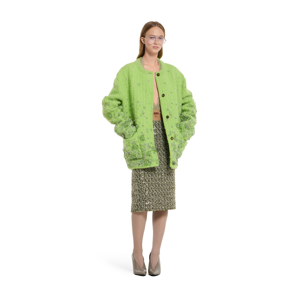 Floral embroidered wool jacket