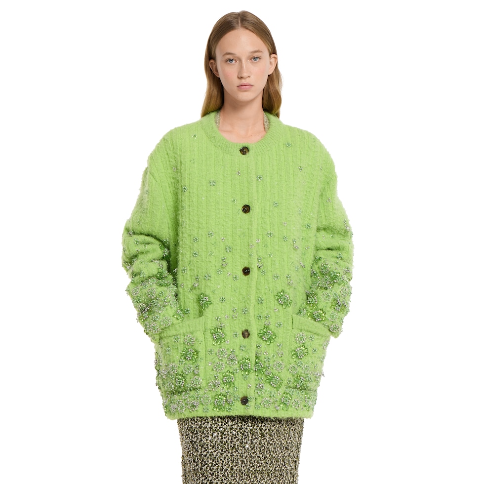 Floral embroidered wool jacket