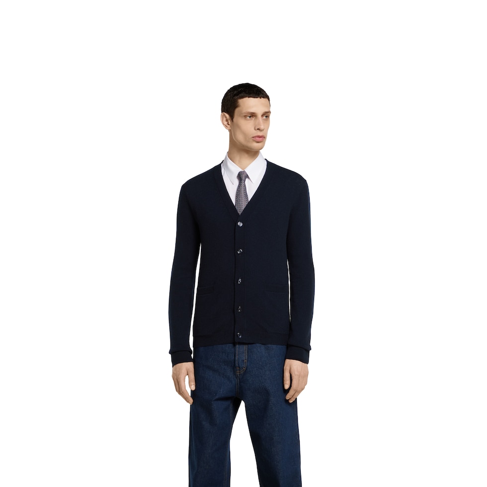 Fine cashmere cardigan with intarsia