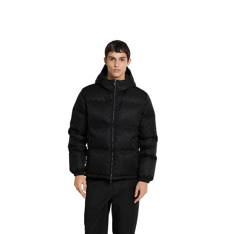 GG nylon canvas down jacket