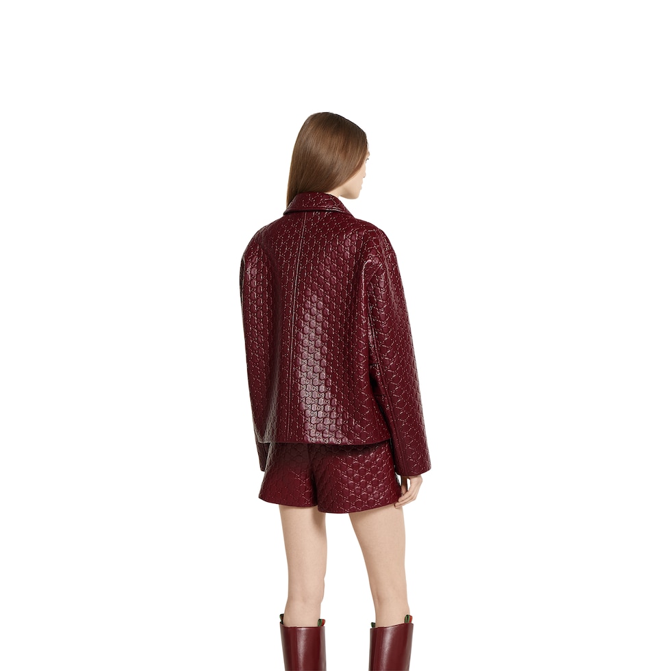 Oversize embossed GG leather jacket