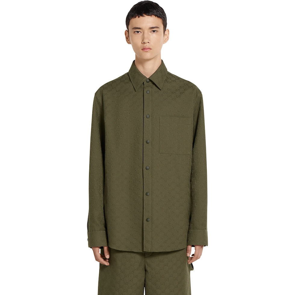 GUCCI シルク100% GGキャンバス 長袖シャツ グッチ メンズ ウェアマキシ GGキャンバス シャツ | GUCCI公式