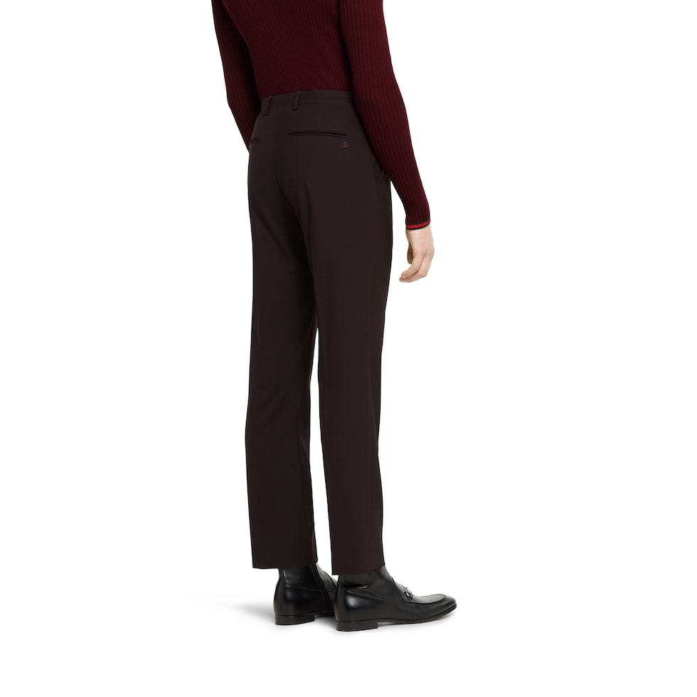 Stretch wool pant with embroidery
