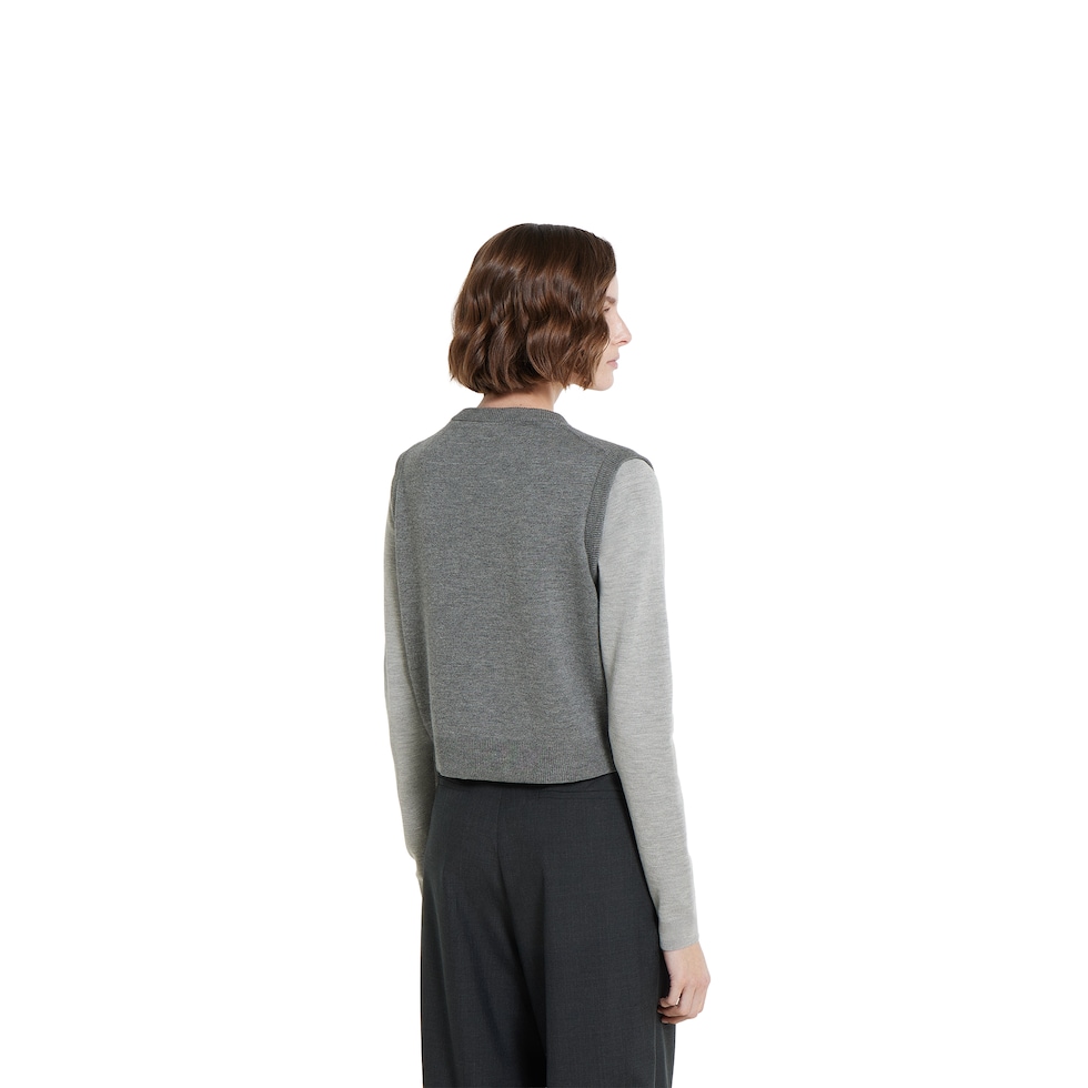 Wool silk top with vest overlay