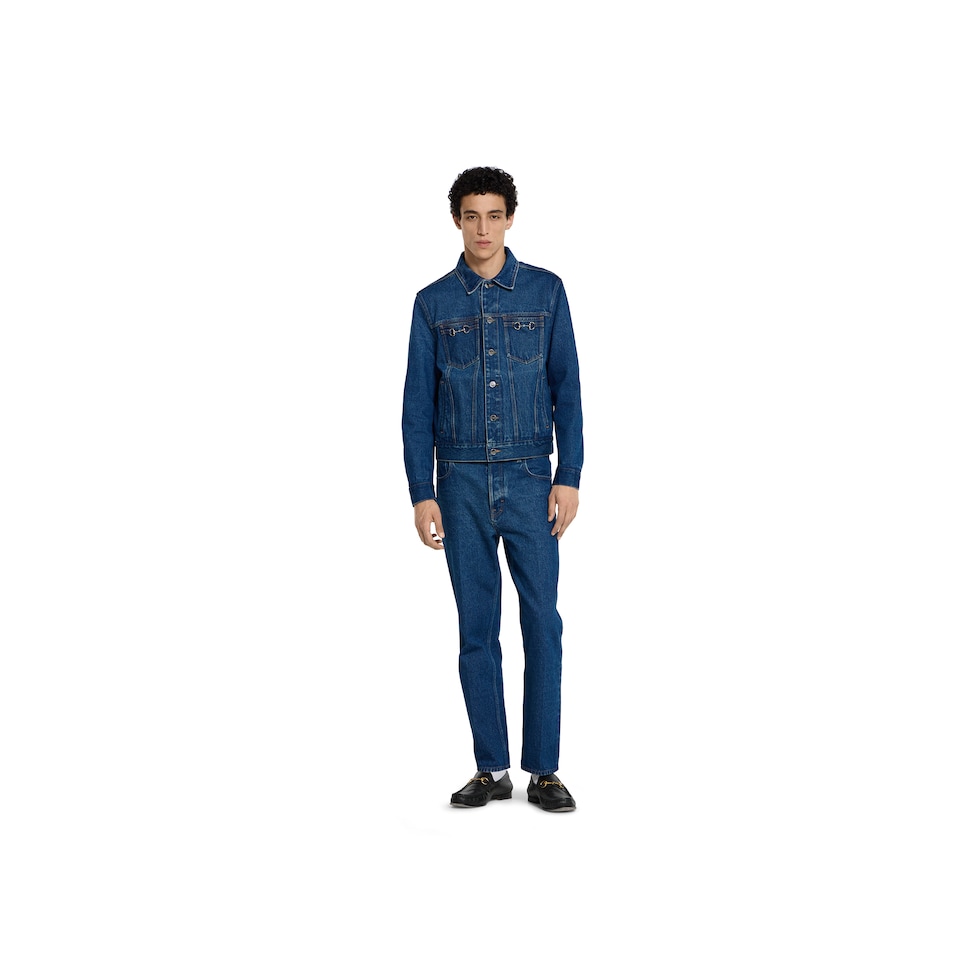 Cotton denim jacket with Horsebit