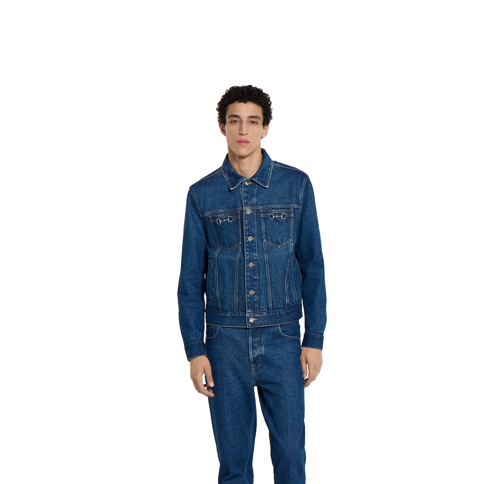 Cotton denim jacket with Horsebit