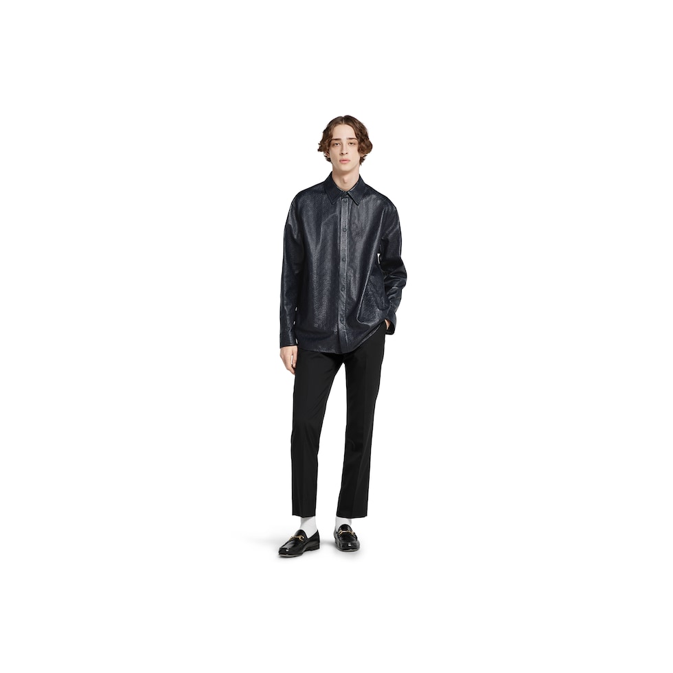 เสื้อเชิ้ต GG leather and nylon shirt