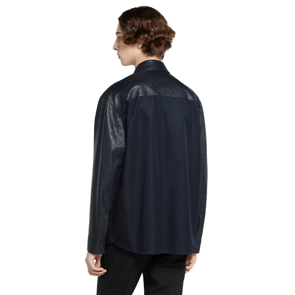 เสื้อเชิ้ต GG leather and nylon shirt