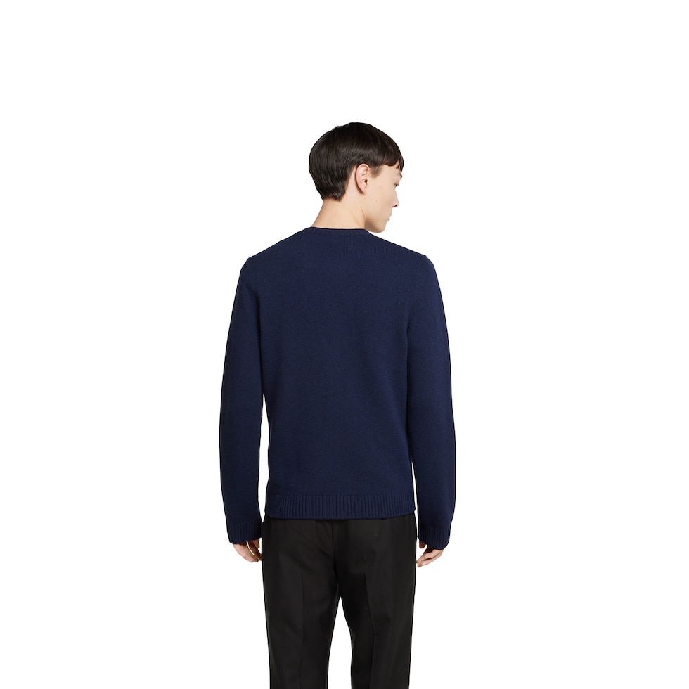 Cardigan in maglia di lana con effetto infeltrito e intarsio