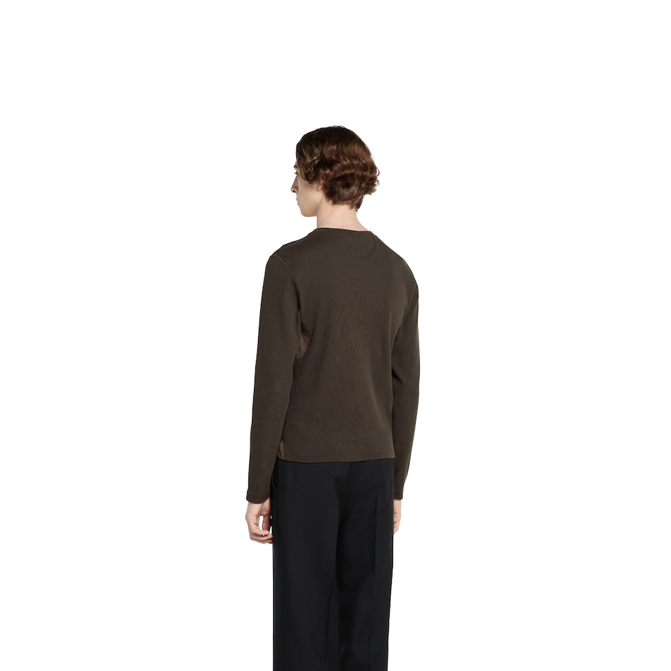 Rib cotton T-shirt with embroidery
