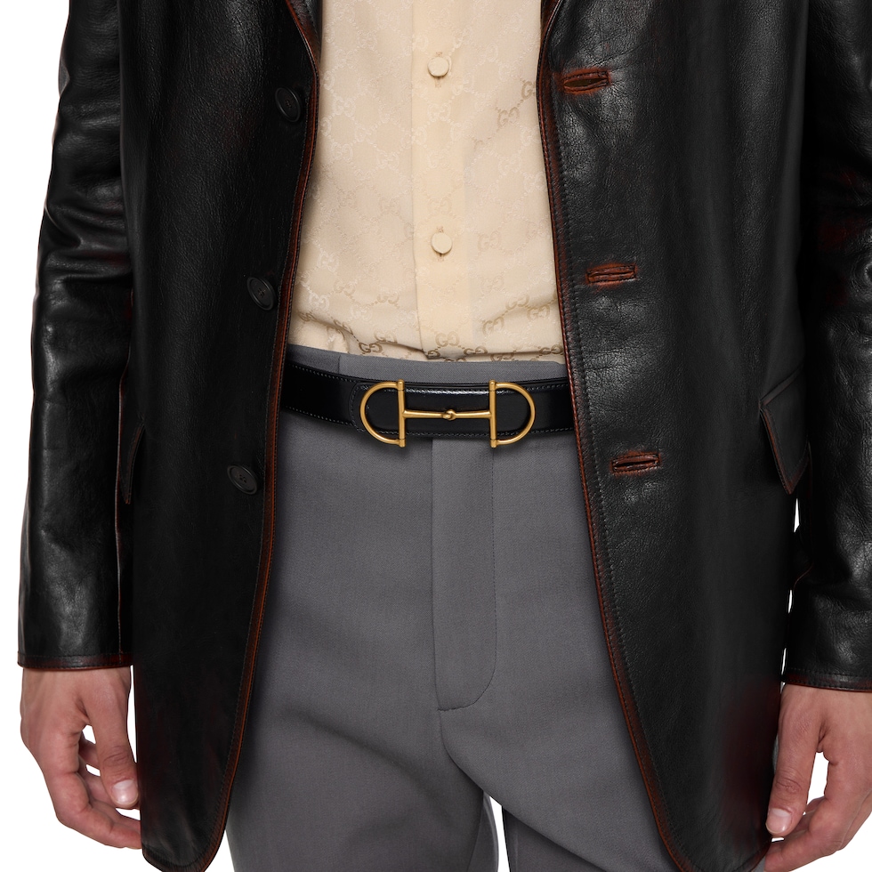 Reversible leather belt with Horsebit