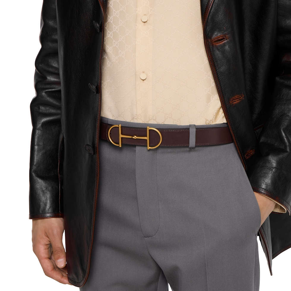 Reversible leather belt with Horsebit