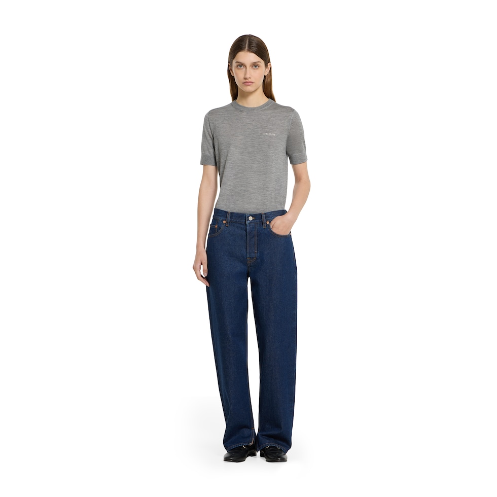 Cashmere silk top with intarsia