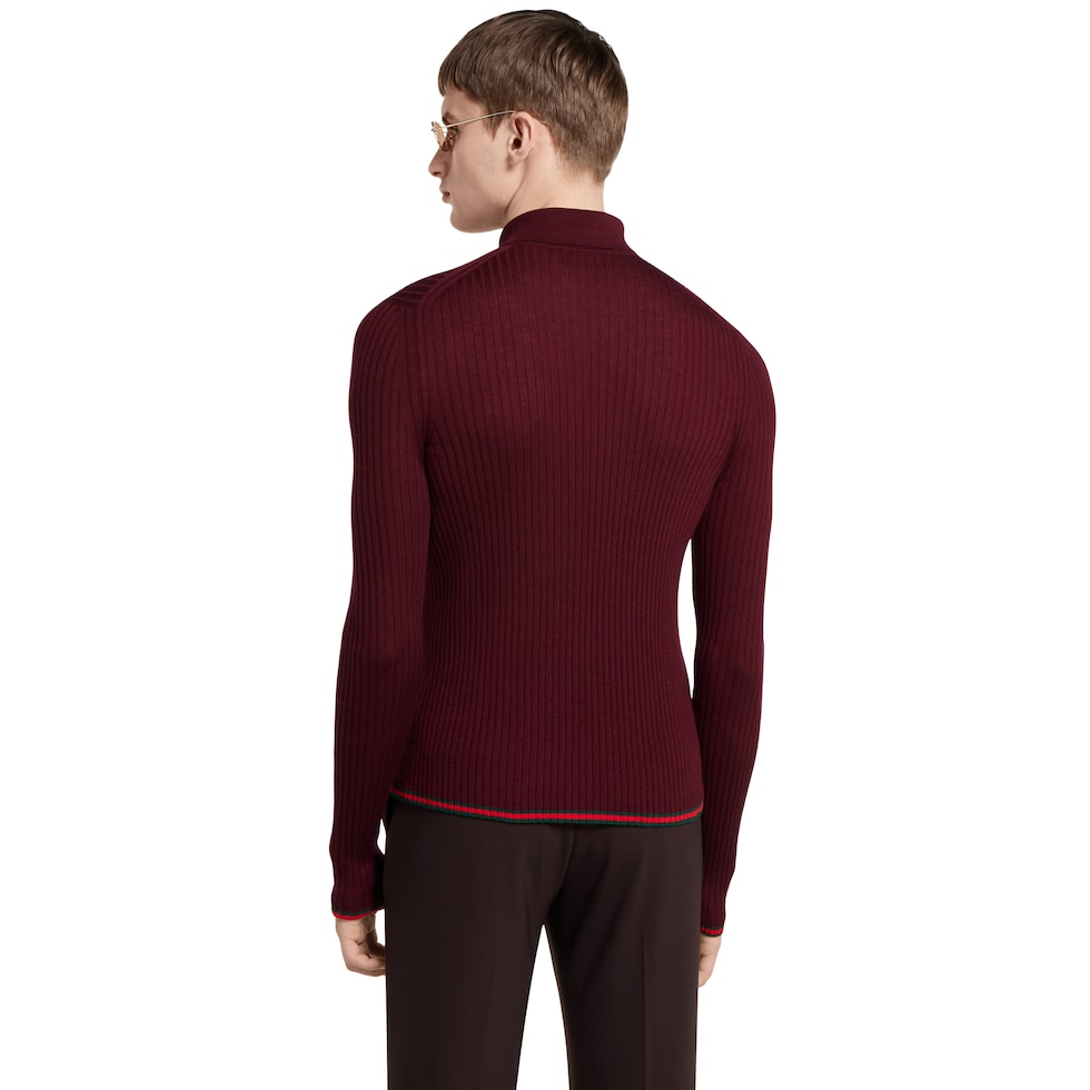 Polo in seta e cashmere fine con motivo Web