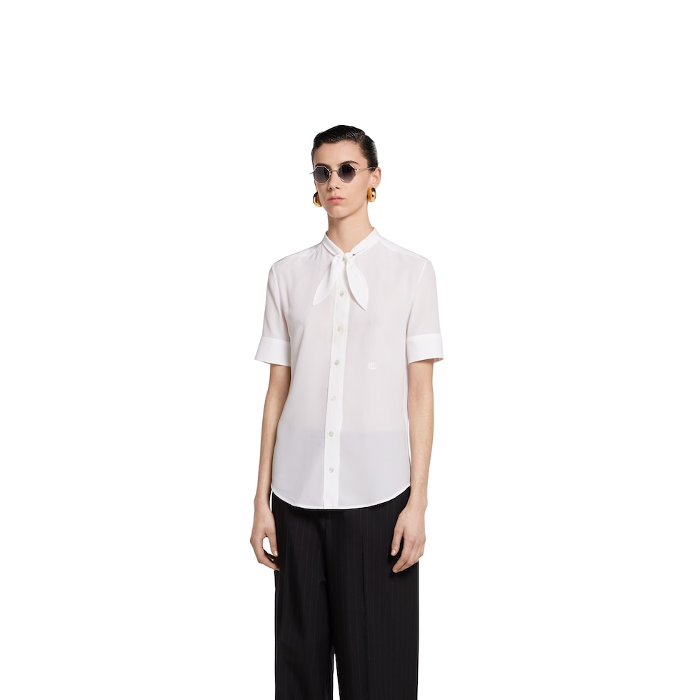 Silk crêpe de chine shirt with embroidery