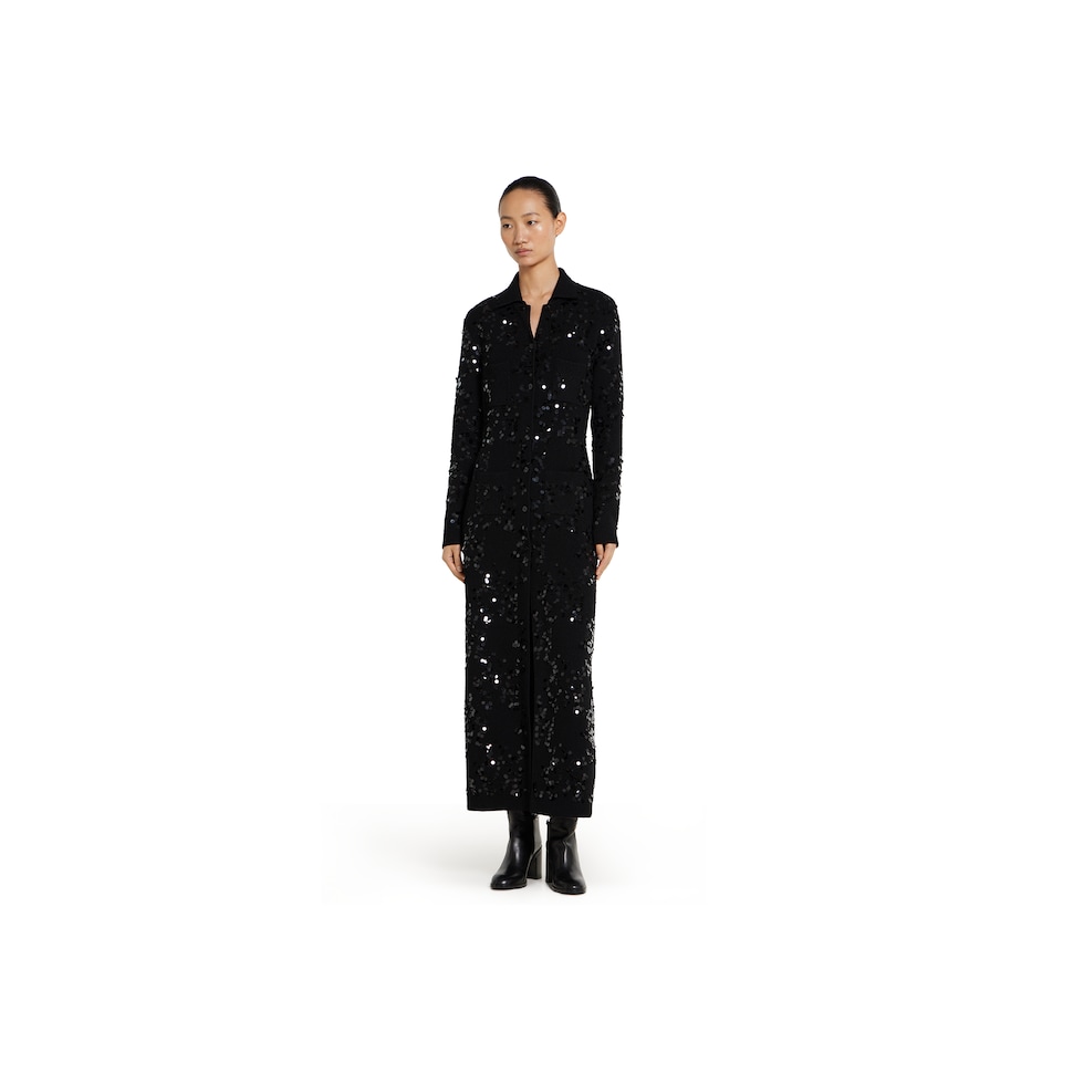 Polokleid aus Tweed-Mischung mit Stickerei