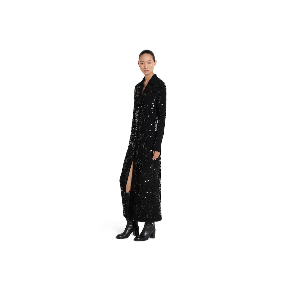 Polokleid aus Tweed-Mischung mit Stickerei