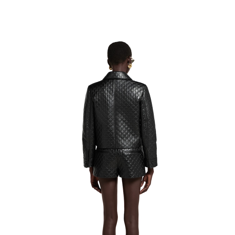 Embossed GG leather jacket