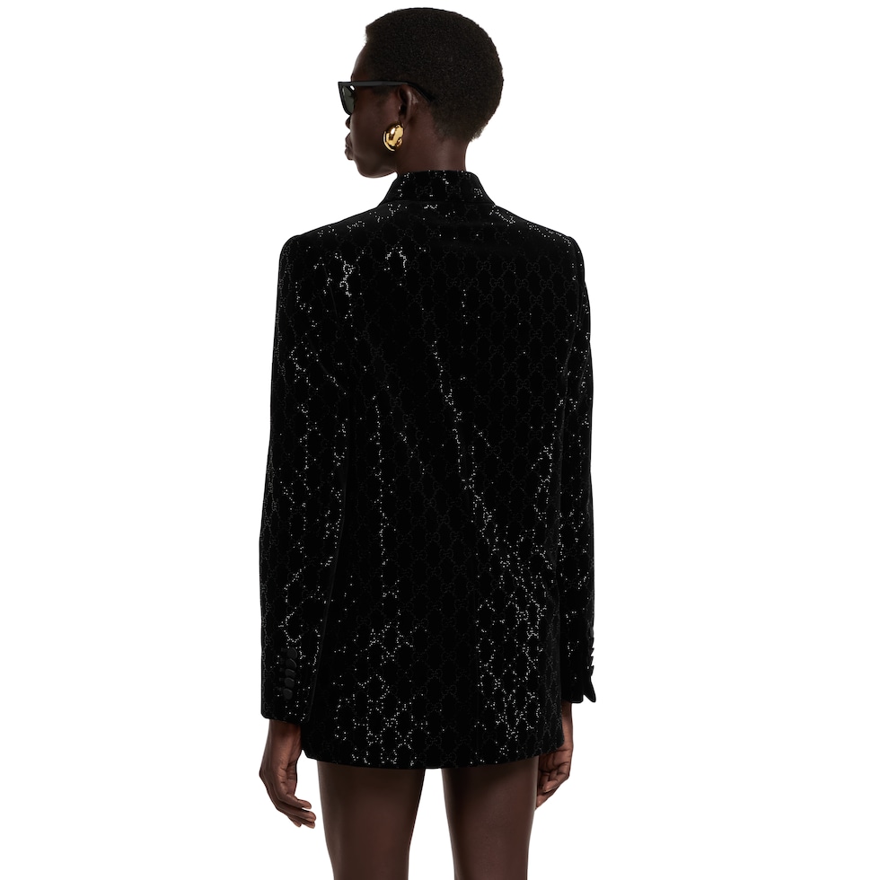 Embroidered cotton velvet jacket
