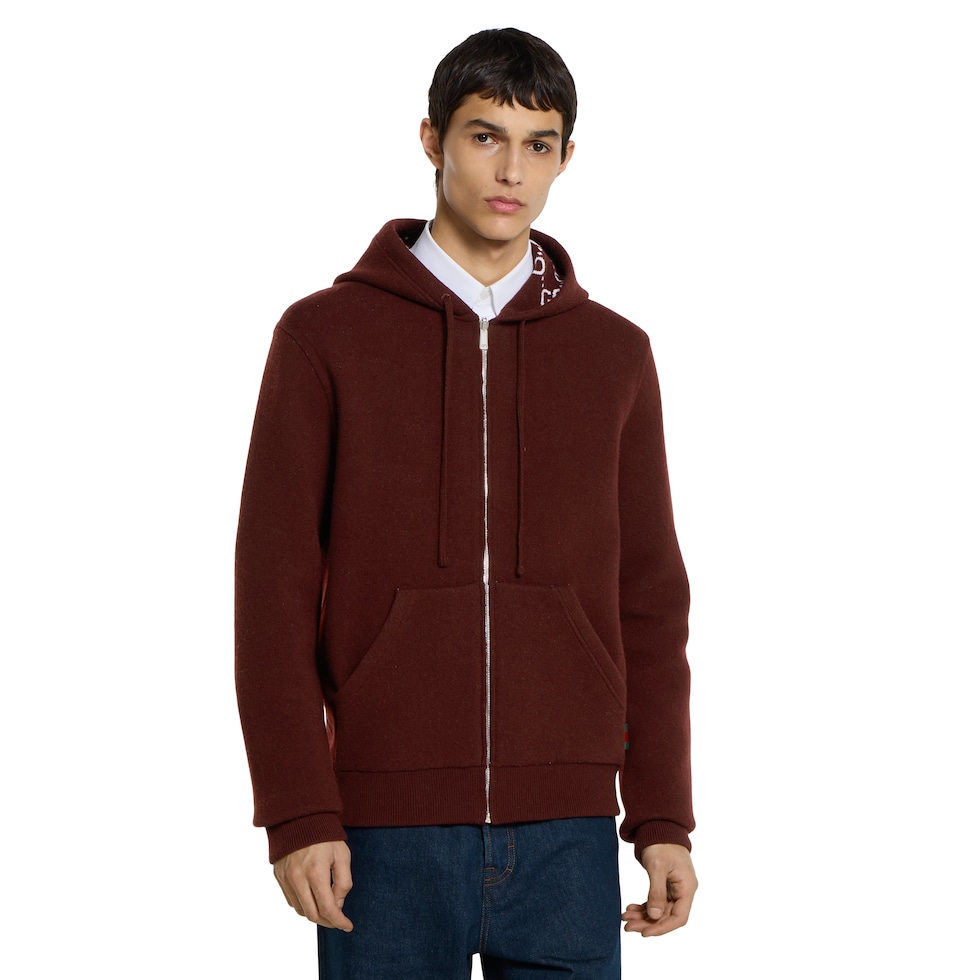 Reversible wool zip jacket