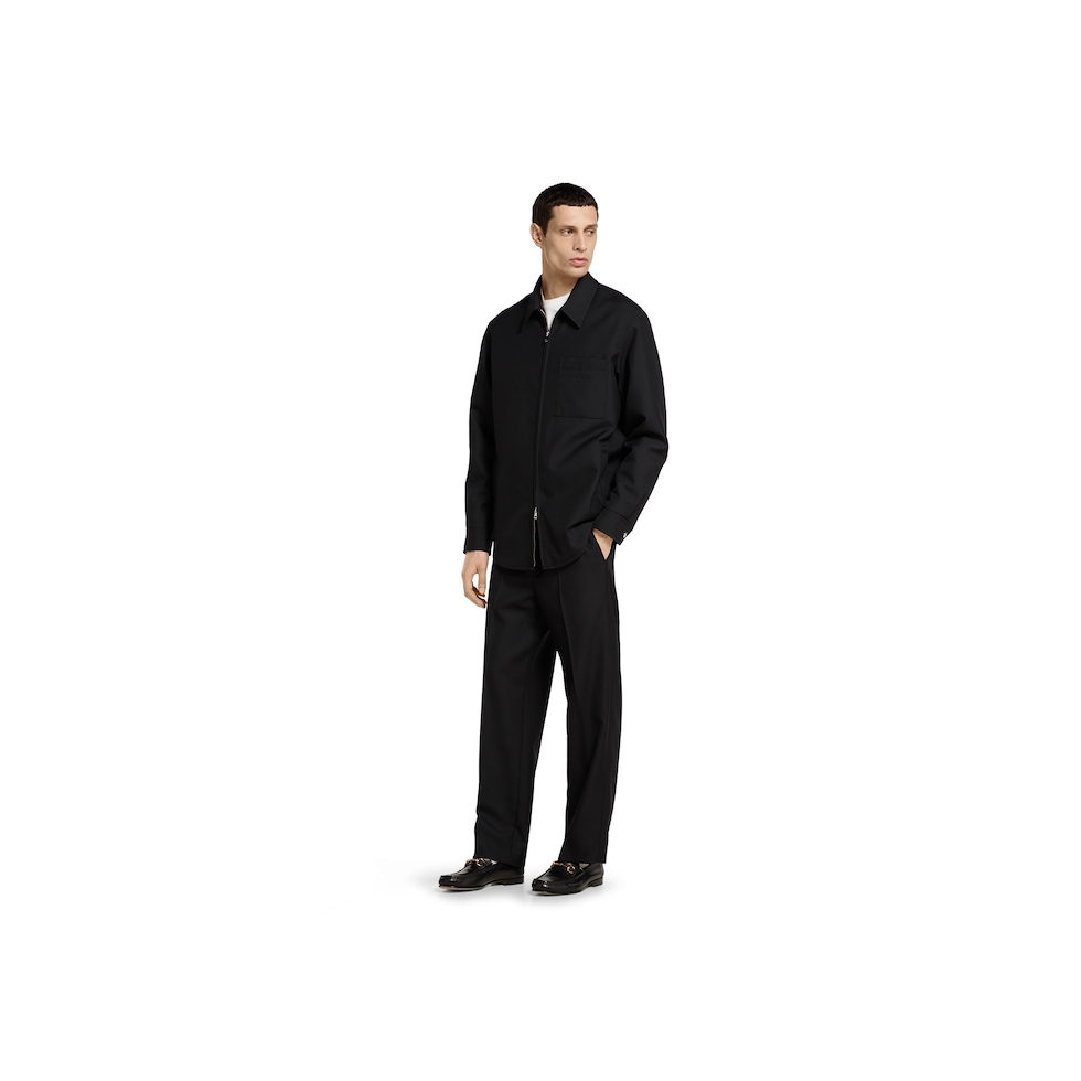 Wool blend twill pant with logo