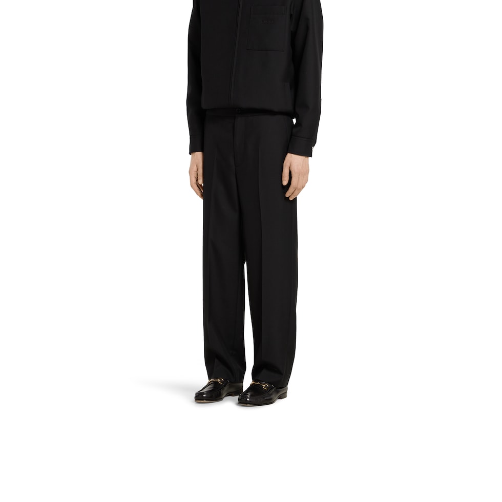 Wool blend twill pant with logo