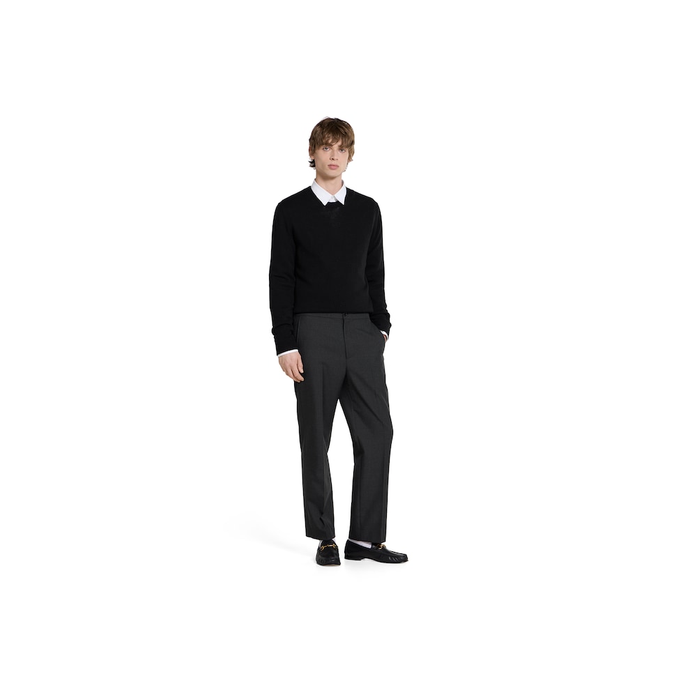 Wool blend twill pant with logo