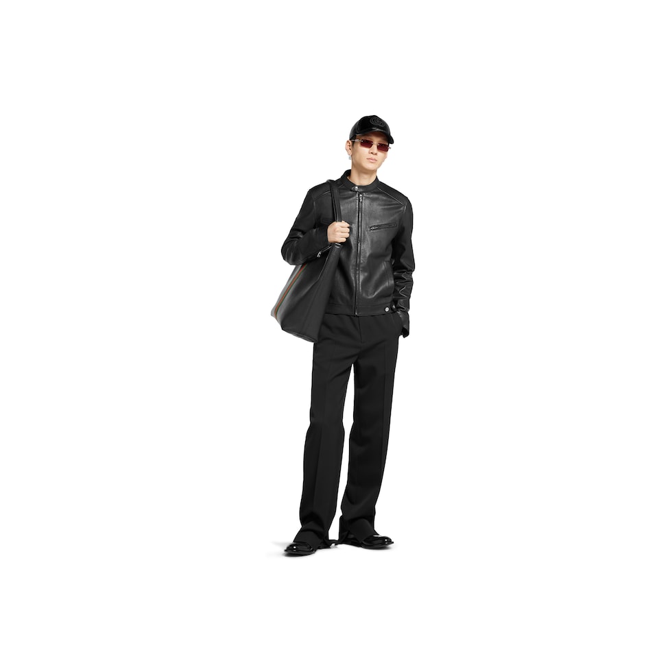 Soft leather zip jacket