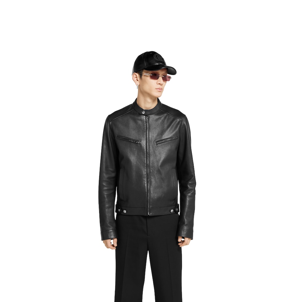 Soft leather zip jacket