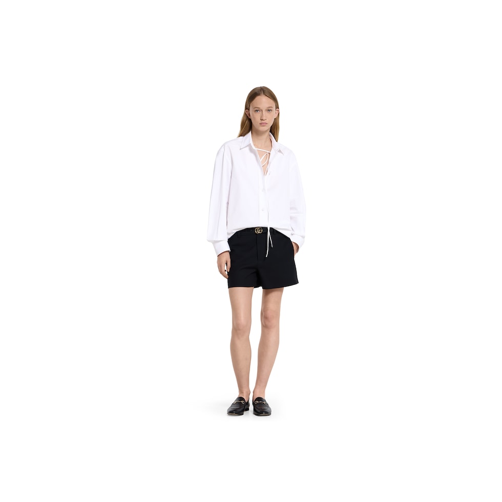 Wool silk shorts with embroidery