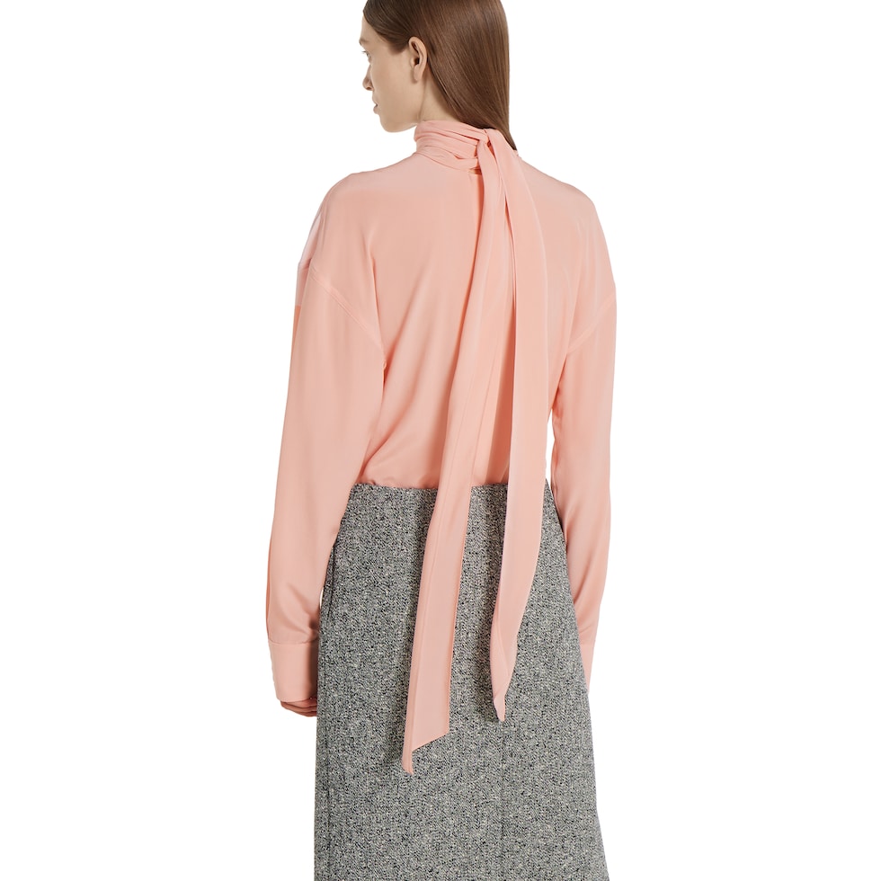 Crêpe de chine shirt with neck bow