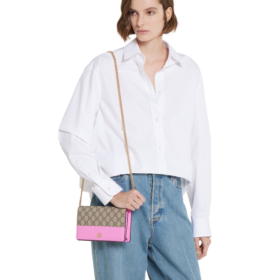 GG Marmont bi-color wallet on chain